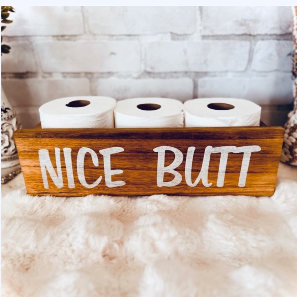 Wooden Nice Butt Decorative Toilet Paper Holder
